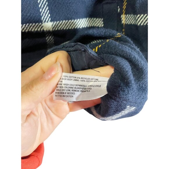 Goodfellow Medium Heavyweight Flannel Shirt Navy Yellow Windowpane - Picture 5 of 6